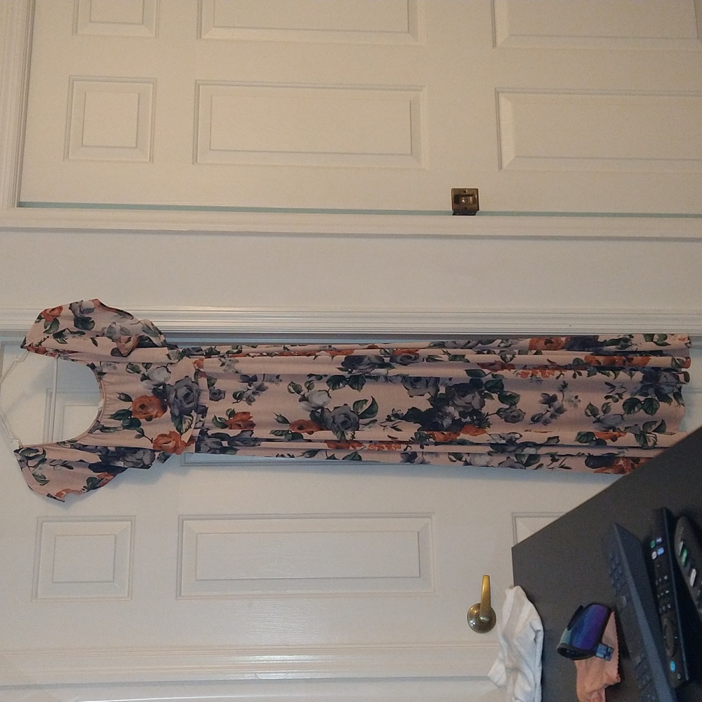 Light pink & Rose, off the shoulder Maxi Maternity Dress